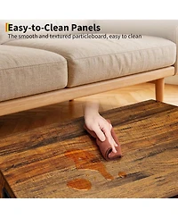 Gaomon 39.3" Retro Wooden Storage Bench - Storage Chest with U-Shaped Cut-Out Pull, Safety Hinge, Supports 300 lbs, Easy Assembly