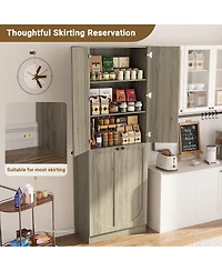Aheaplus Tall Arch Pantry Cabinet with Doors and Shelves, Wooden Kitchen