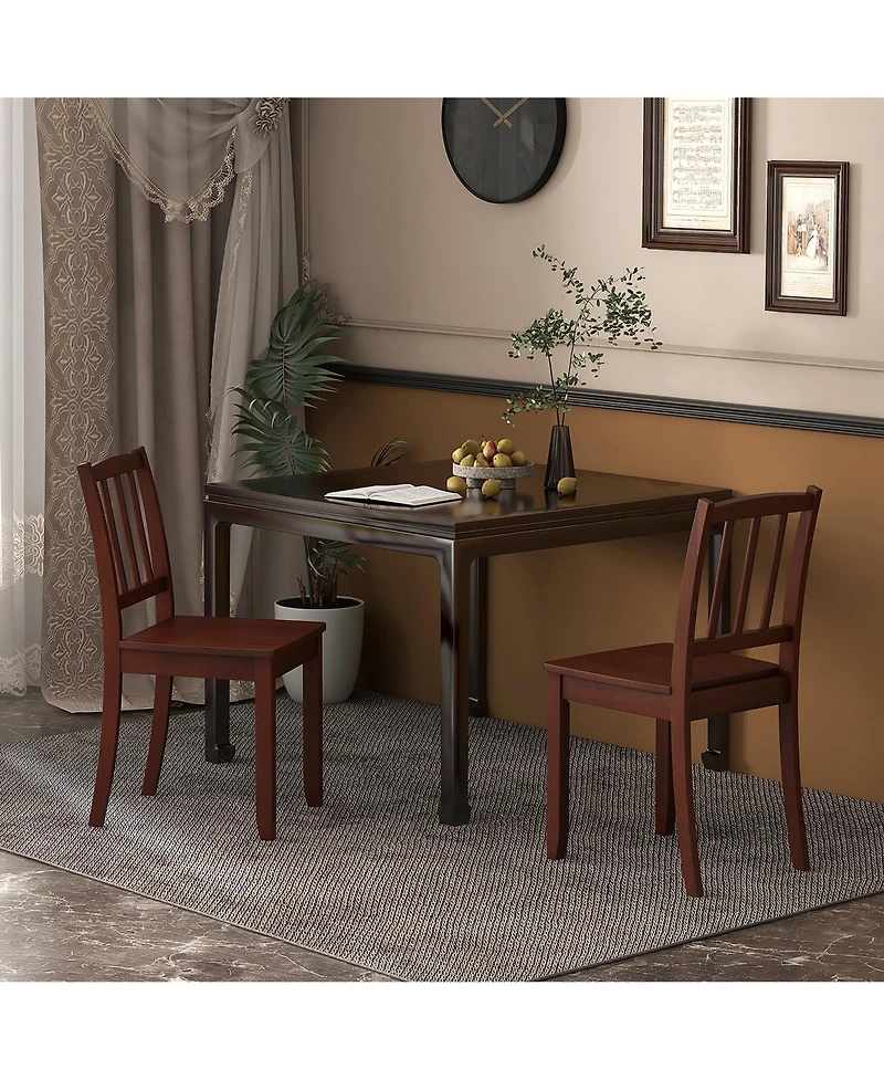 Gymax Wood Dining Chair Rubber Wood Legs Curved Backrest for Kitchen