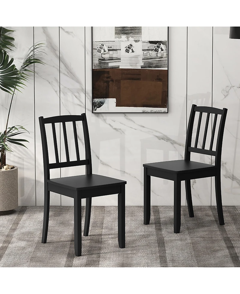 Gymax Wood Dining Chair Rubber Legs Curved Backrest for Kitchen