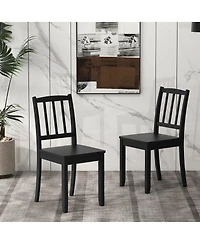 Gymax Wood Dining Chair Rubber Legs Curved Backrest for Kitchen