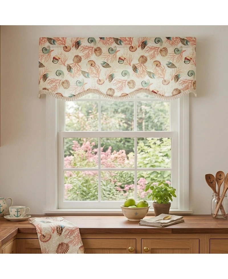 Rlf Home 100percentage Cotton Nautilus Provance With Lining Rod Pocket Window Valance