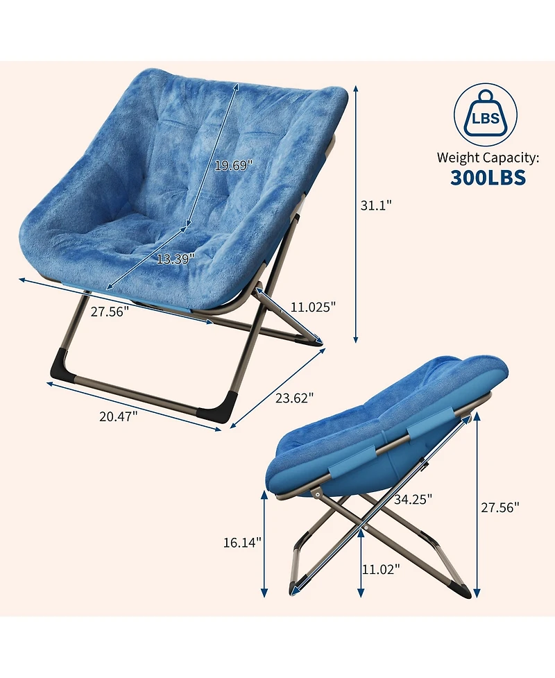homfan Collapsible Faux Fur Saucer Chair
