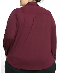 Universal Standard Womens Plus Elbe Popover Liquid Jersey Shirt Classic Fit