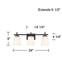 Possini Euro Design Barnes 24" High 3 Light Bathroom Vanity Wall Lamp Light Fixture Mount Over The Sink Mirror Hardwired