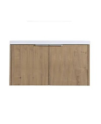 Sillysis Wall Mounted Double Bathroom Vanity with Resin Sinks, Plywood Cabinets and Open Storage for Modern Bathrooms
