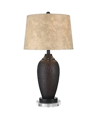 Franklin Iron Works Kaly Rustic Table Lamps Set of 2 with Round Risers 26" High Oil Rubbed with Usb Charging Port Drum Shade for Living Room
