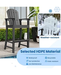 Gouun Set of 2 Counter Height Outdoor Hdpe Bar Stools with Armrests and Footrest 30 in Seat