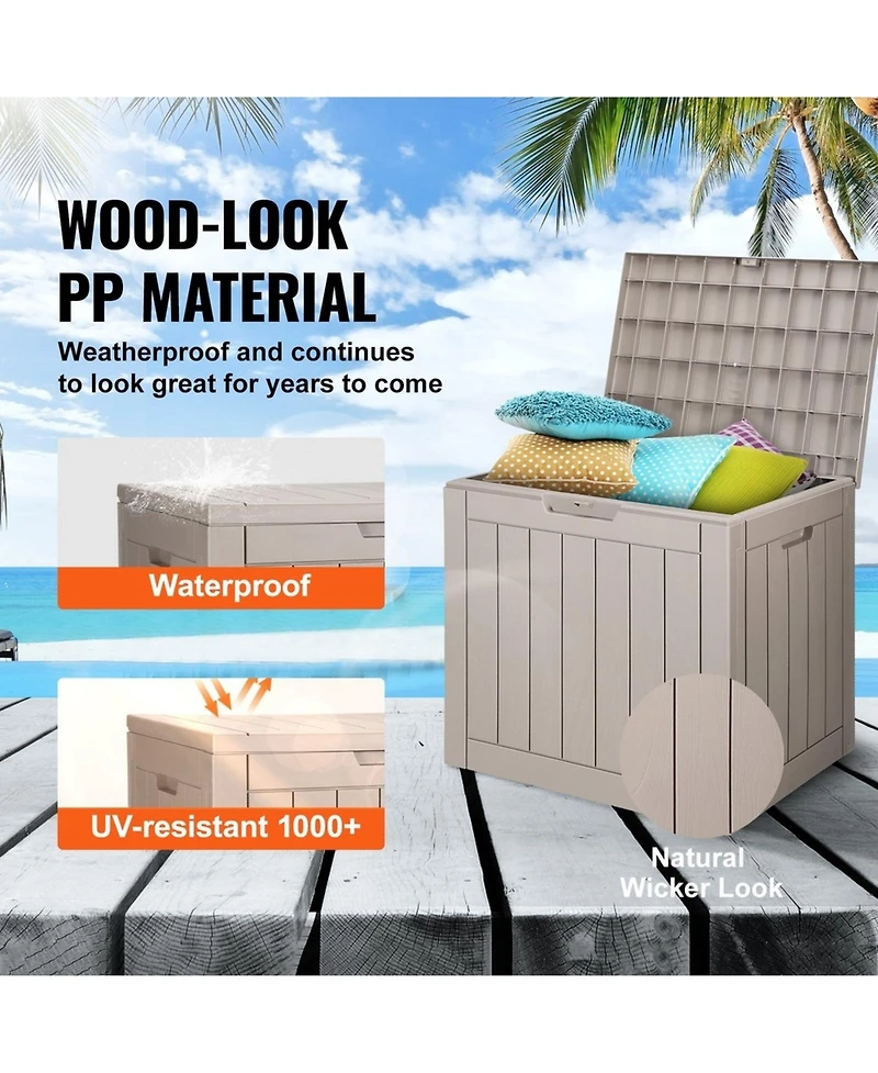 Sugift Outdoor Storage Box 31 Gallon Resin Deck Box Backyard Outside Toy and Towel Storage