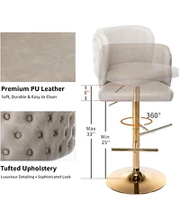 Rainsken Barstools Set of 2 - Modern Pu Leather Bar Stools
