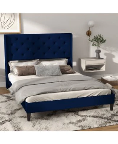 Homfan Bed Frame With Headboard Upholstered Bed Frame With Silent Cotton Foot Plugs Strong Wooden Slats No Box Spring Needed Noise Free