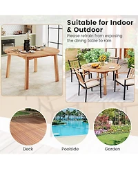 Sugift 5-Piece Acacia Wood 53 in Round Dining Set with Umbrella Hole