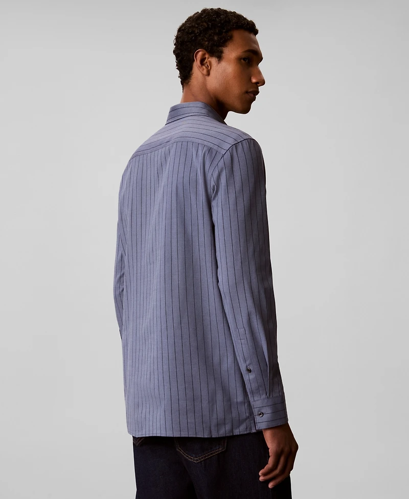 Calvin Klein Men's Pinstripe Classic Long-Sleeve Shirt