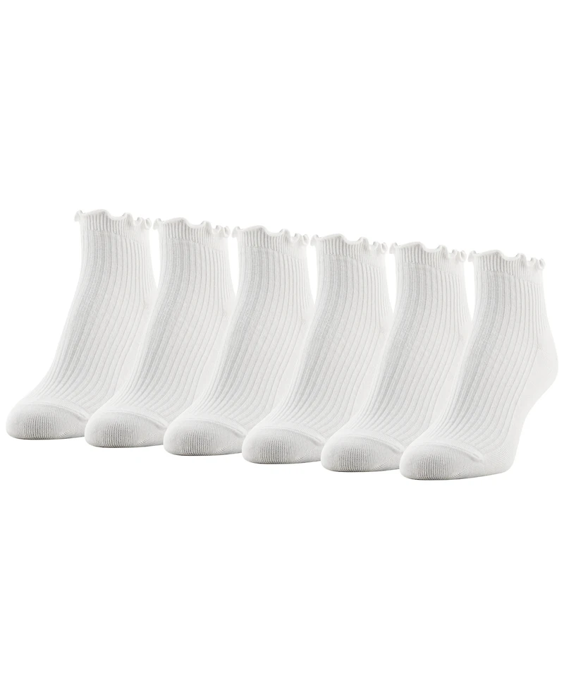 Gold Toe Women's Rib Lettuce Edge Quarter Socks, 6-Pack