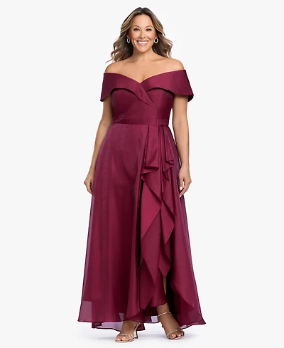 Xscape Plus Off-The-Shoulder Sleeveless Gown