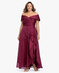 Xscape Plus Off-The-Shoulder Sleeveless Gown
