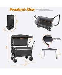 Streamdale Furniture Multi-Functional Folding Wagon Cart with Canopy 480lbs Capacity