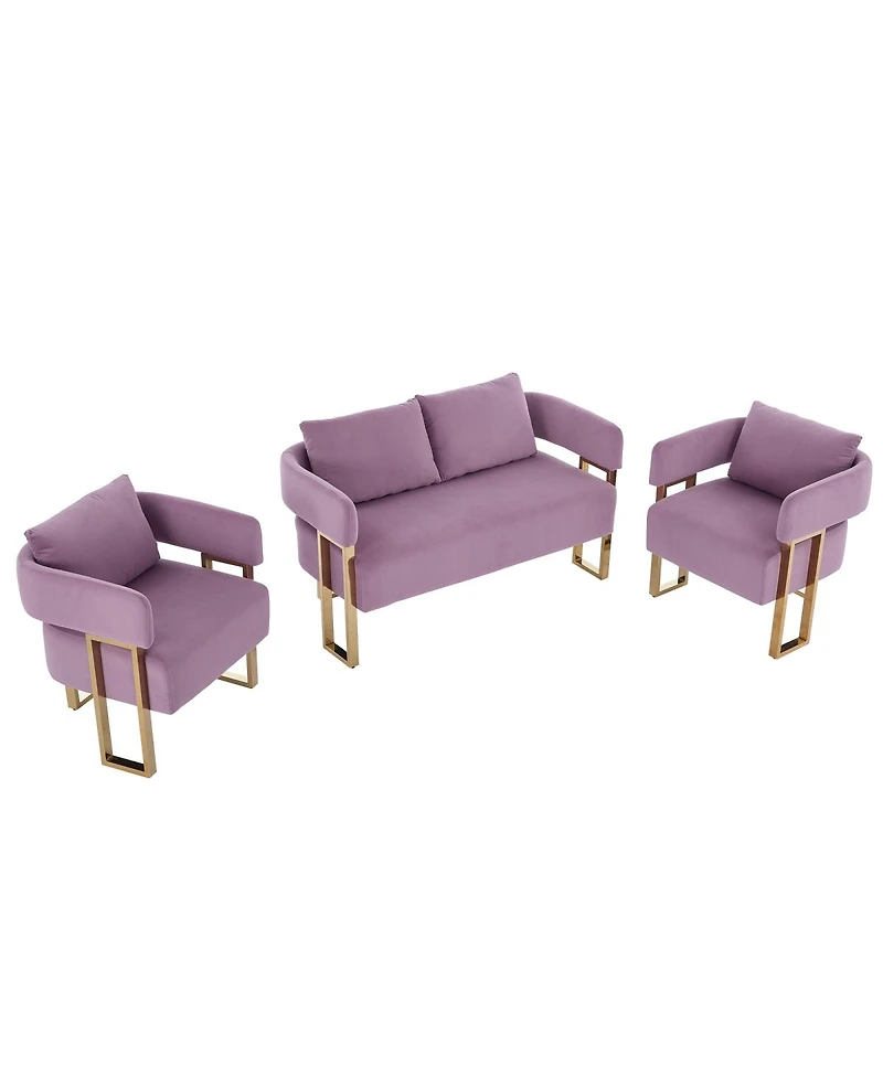 Streamdale Furniture Ts Modern Velvet Side Chair with Gold Metal Legs Lilac (Combo Set)