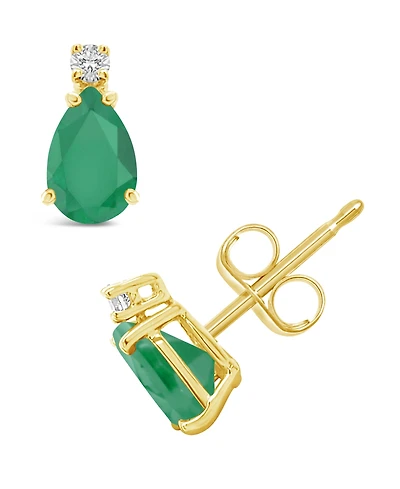 Sapphire (1 ct. t.w.) & Diamond Accent Stud Earrings 14k Gold (Also Emerald, Ruby, Tanzanite)