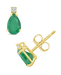 Sapphire (1 ct. t.w.) & Diamond Accent Stud Earrings 14k Gold (Also Emerald, Ruby, Tanzanite)