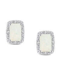 Diamond Accent & Opal (3/4 ct. t.w.) Stud Earrings in Sterling Silver (Also Available in Aquamarine)