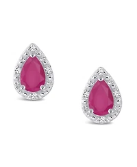 Sapphire (9/10 ct. t.w.) and Diamond Accent Stud Earrings Sterling Silver (Also Ruby)
