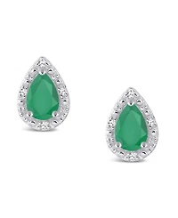 Emerald (3/4 ct. t.w.) and Diamond Accent Stud Earrings in Sterling Silver