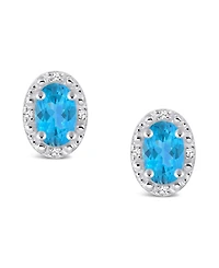 Swiss Blue Topaz (1-1/8 ct. t.w.) and Diamond Accent Stud Earrings in Sterling Silver
