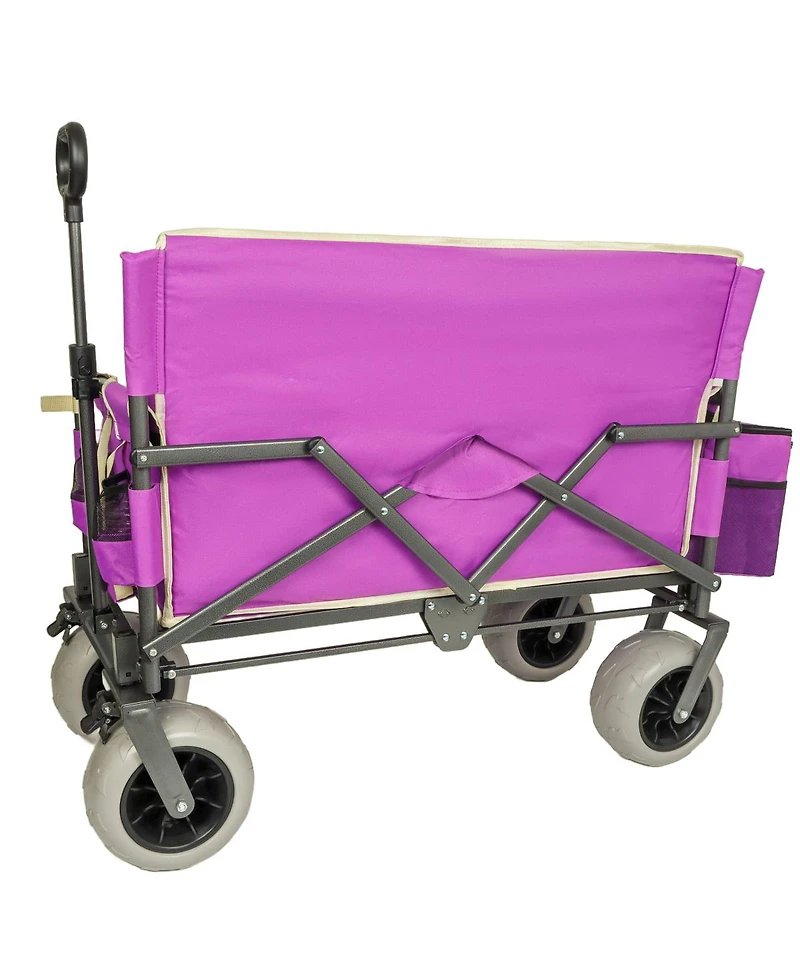 Streamdale Furniture 3-in-1 Heavy-Duty Folding Wagon Cart with Bench Seat 500lbs