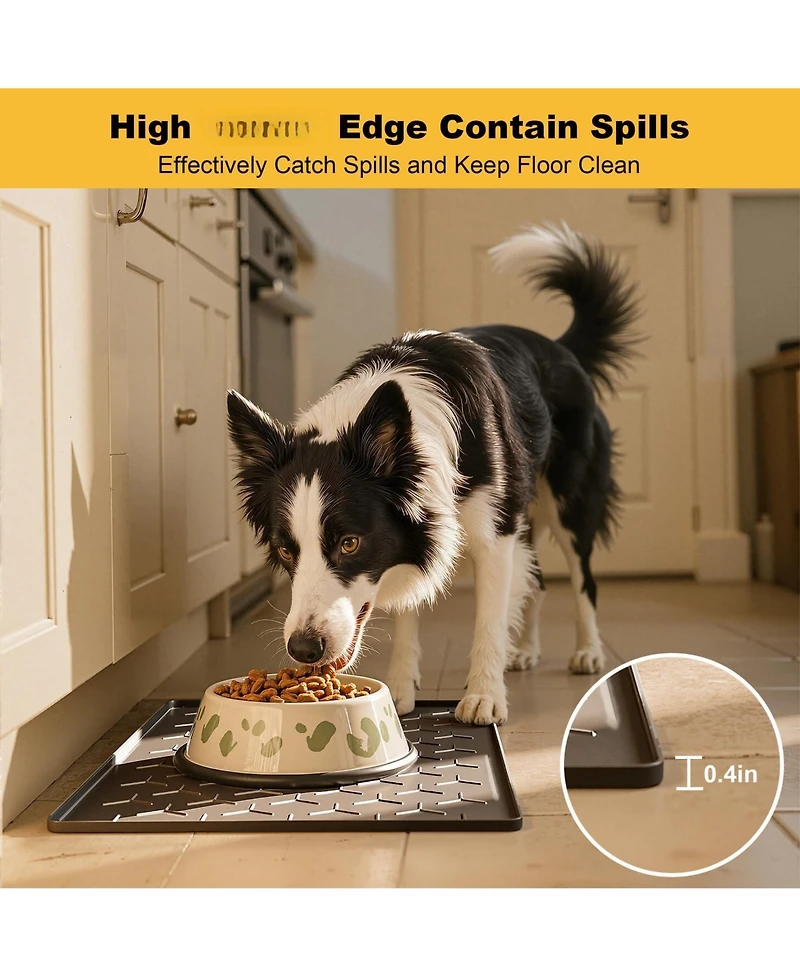 Aronkl Silicone Pet Feeding Mat Waterproof Non-Slip Raised Edge Easy Clean for Dogs Cats