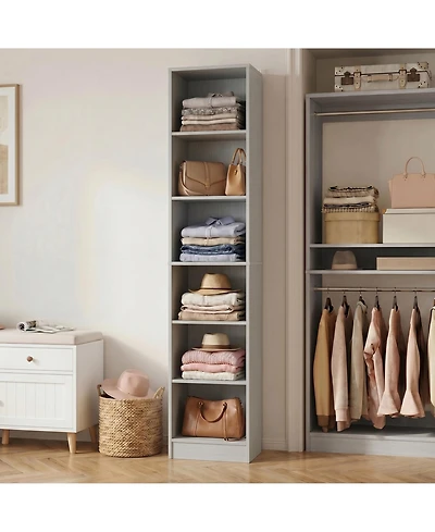 Aheaplus Closet Cabinet with 5 Shelves, Open Storage Small-Space