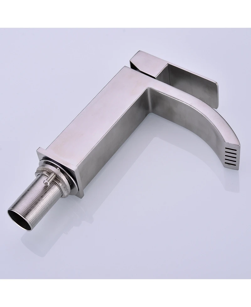 Midola Waterfall Spout Bathroom Sink Single Handle Faucet with Pop-Up Drain (with Overflow)