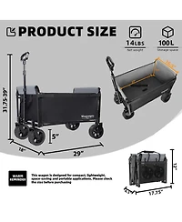 Streamdale Furniture Upgraded Convertible Folding Wagon with Wide Wheels 220Lbs Capacity