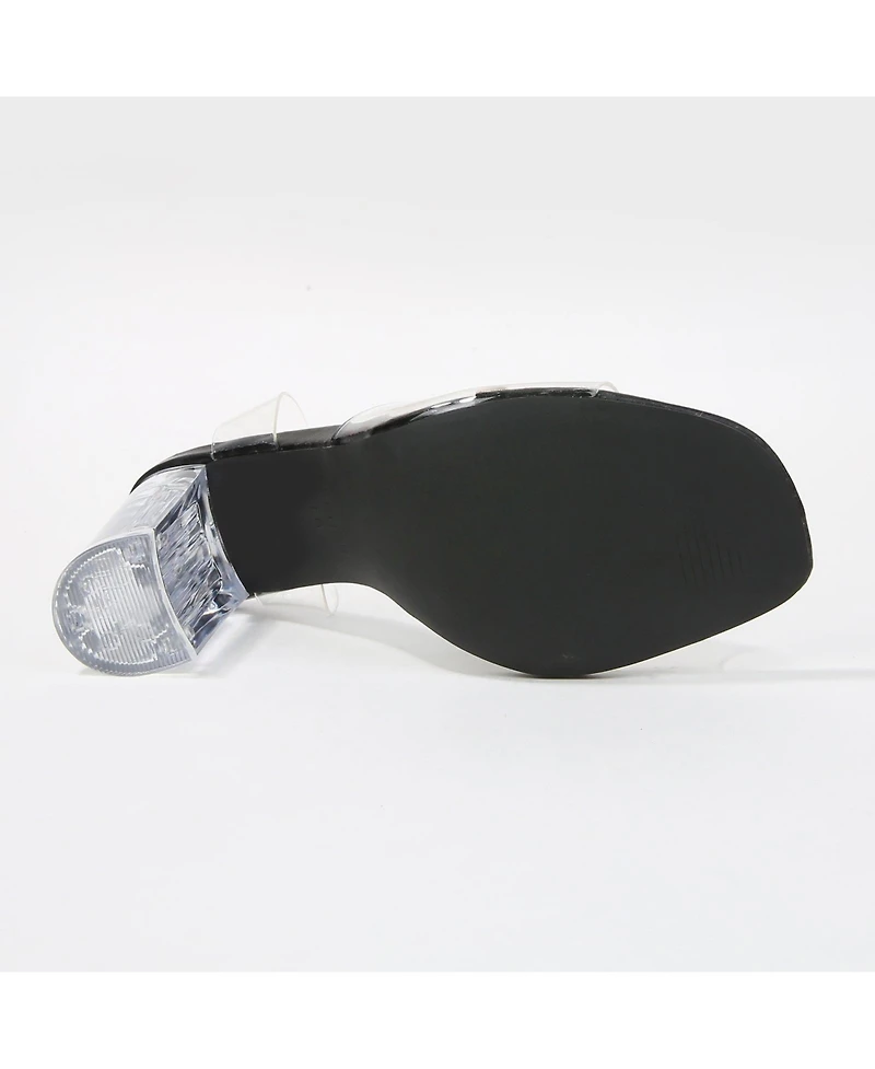Berness Women's Navi Clear Strap and Block Heel Sandals