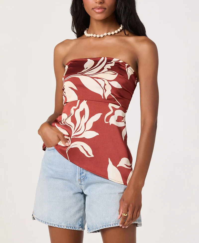 Astr the Label Women's Printed Asymmetric Strapless Top