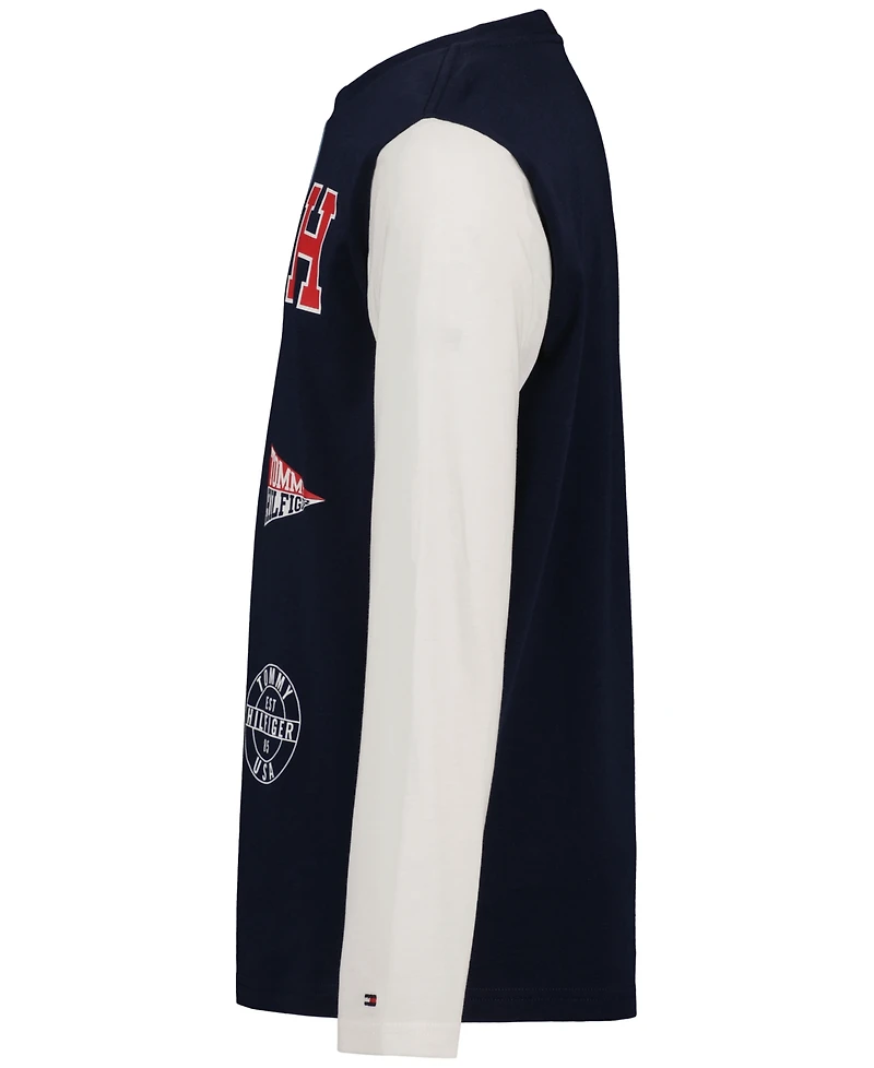 Tommy Hilfiger Boys' 2T-7 Stacked Logo Long-Sleeve T-Shirt