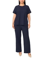 Vince Camuto Plus Size Knit Tee Pull On Pintuck Kick Flare Pant
