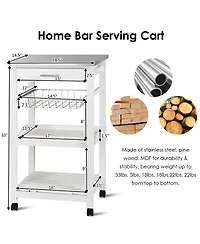 Gouun Rolling Kitchen Island Cart with Stainless Steel Top