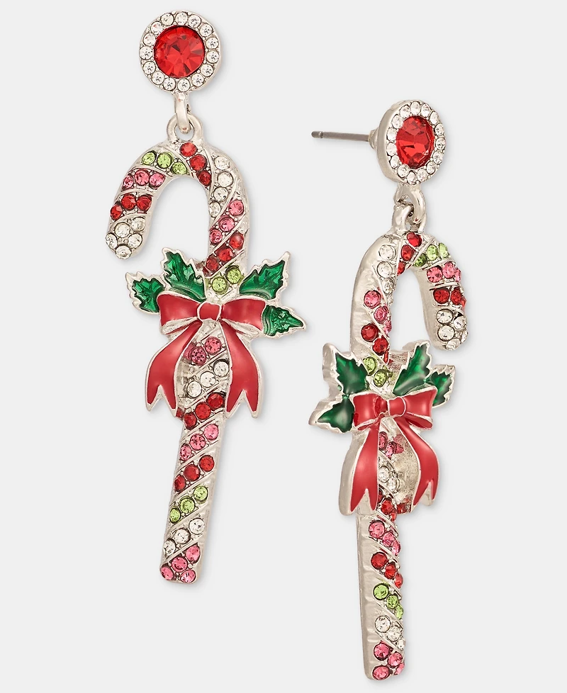 Holiday Lane Sparkly Candy Cane Holiday Drop Earrings, Macy's Exclusive