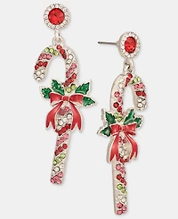 Holiday Lane Sparkly Candy Cane Holiday Drop Earrings, Macy's Exclusive
