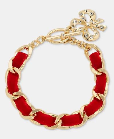 Holiday Lane Red Ribbon Chain Toggle Bracelet, Macy's Exclusive