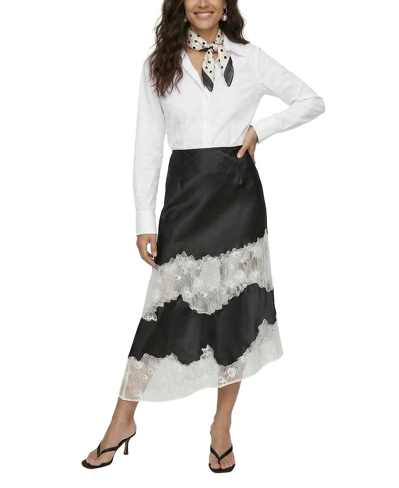 Lily and Lionel London Women's Elenor Lace Insert Midi Skirt