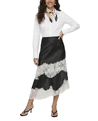 Lily and Lionel London Women's Elenor Lace Insert Midi Skirt