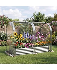 Gouun Galvanized Raised Garden Bed with Pvc Greenhouse Cover