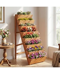 Gouun 8-Tier Vertical Wood Raised Garden Bed Planter with Legs