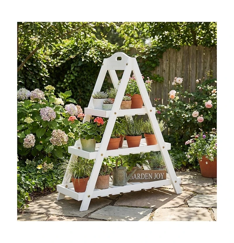 Gouun 3-Tier Wood Plant Stand for Flower Pot Display