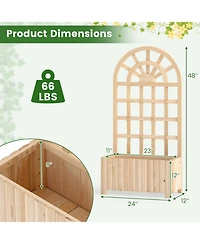 Gouun 48 in Solid Wood Raised Garden Bed with Lattice Trellis Screen