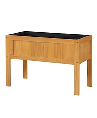 Gouun Elevated Wood Raised Garden Bed with Liner and Drainage Holes