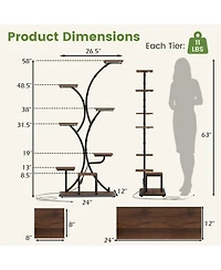 Gouun 8-Tier Corner Metal Plant Stand 58 in Tall with 4-Head Grow Lights