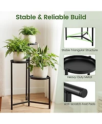 Gouun 3-Tier Metal Plant Stand Indoor Outdoor Tall Corner Flower Pot Holder